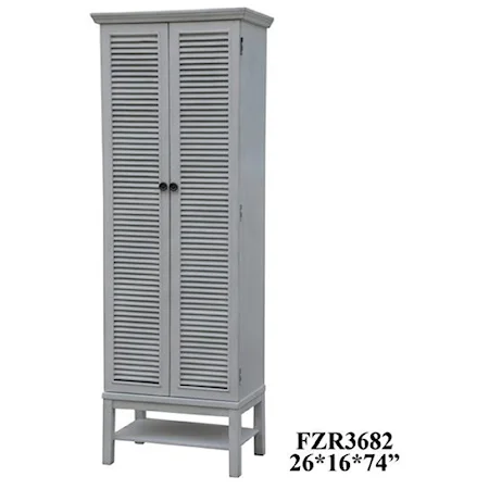 Magnolia Louvered 2 Door Tall White Storage Cabinet